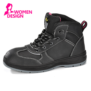 รองเท้าบูททำงานนิรภัยสีดำหนังกันน้ำสำหรับผู้หญิง M-8516W