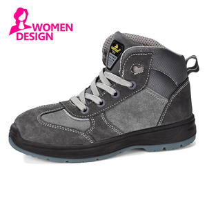Womens Steel Toe Cap Best Safety Work Boots for Ladies M-8516W หนังกลับ