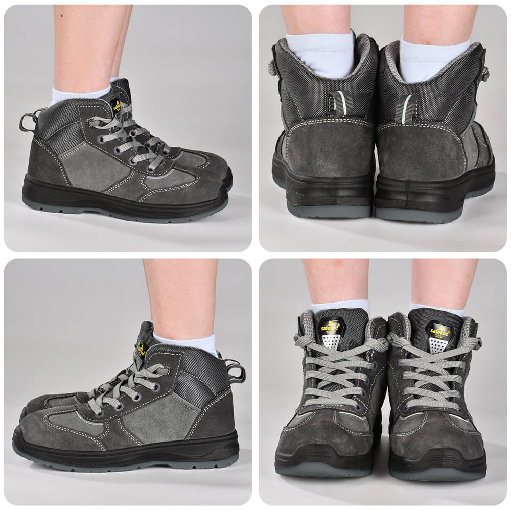 Womens Steel Toe Cap Best Safety Work Boots for Ladies M-8516W หนังกลับ